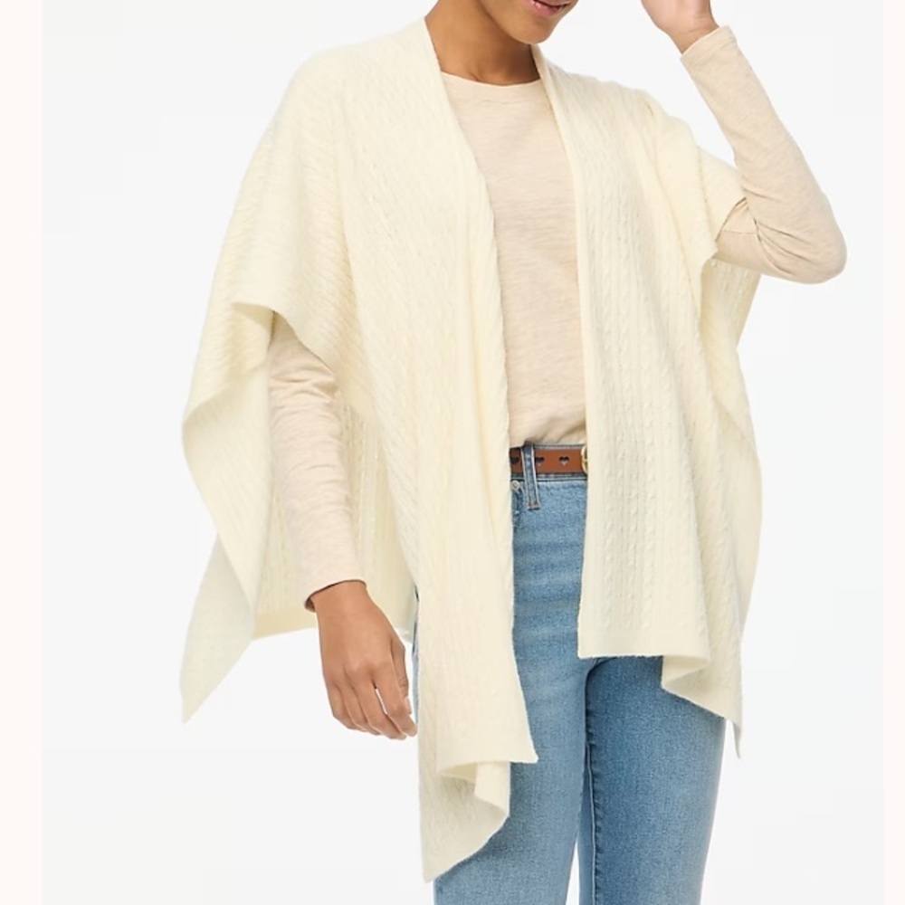 J crew Lightweight cable-knit poncho ivory